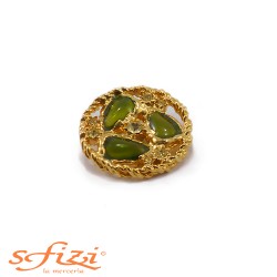 Gold-plated crowned button with 30 mm stones