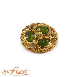Gold-plated crowned button with 35 mm stones
