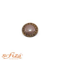 Button Ring antique gold with rhinestones Amber and central lacquered mm 25