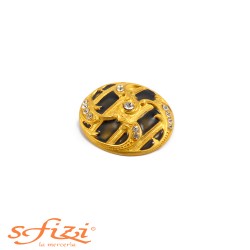 Gold Plated Button with Mottled Rhinestones and 40 mm lacquered central