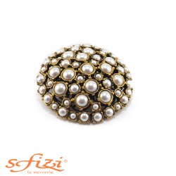 Castonati Gold Plated Buttons with Pearls 70 mm