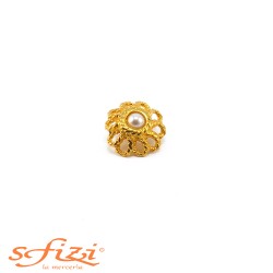 Gold Plated Buttons with floral shape settings and central pearl 20 mm
