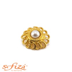 Gold Plated Buttons with floral shape settings and 40 mm central pearl