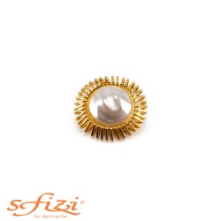 Gold Plated Buttons with Rough Central Pearl 40 mm