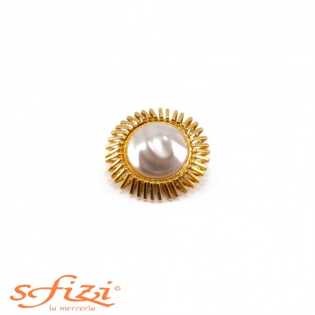 Bottoni Placcati Oro con Perla Centrale Grezza mm 40