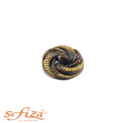 Bottoni Placcati Oro con stras ambra color oro antico mm 30