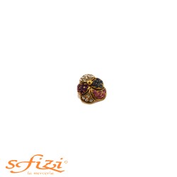 Gold-plated floral-shaped rhinestone buttons 14 mm