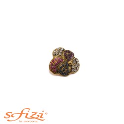 Gold-plated floral-shaped rhinestone buttons 20 mm
