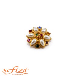 Multicolor rhinestone buttons with 28mm gold plated castonate beads