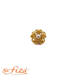 Gold and pearl plated machined ring button