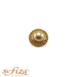 Gold Plated Button with Central Pearl 22 mm