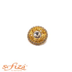 Micro strass and zirconia gold plated button