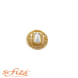Gold plated button with central zircon and micro strass