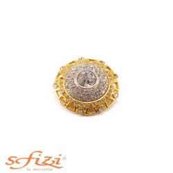 Bottone placcato Oro e Argento con zircone centrale e micro Strass