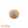 Bottone placcato Oro e Argento con zircone centrale e micro Strass