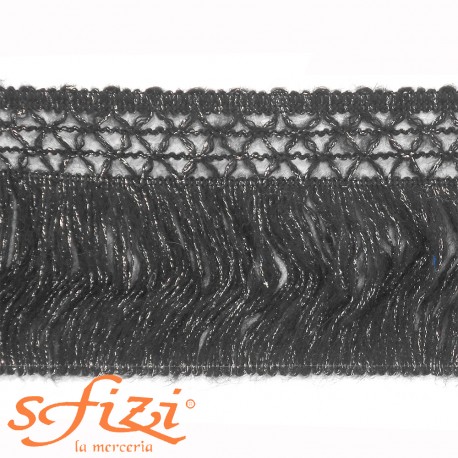 Frangia in Lana Nera Con Lurex Altezza cm 10