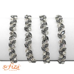 Strass Passamanerie Pietre Grigio/Argento Castonate Argento