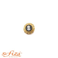 Cammei buttons with gold strass edge 20 mm