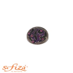 Buttons Silver / Black with purple strass 27 mm