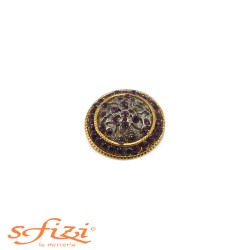 Buttons Gold / Gunmetal with strass Purple 30 mm