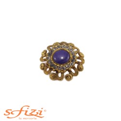 Buttons Viola castone Oro with strass 35 mm