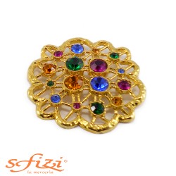 Multicolor Rhinestone Buttons Castonati Oro De Liguoro 60 mm