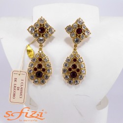 Gold Plated Earrings with colored Rhinestones De Liguoro